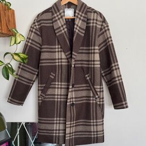Frank & Oak Brown Plaid Trench Coat